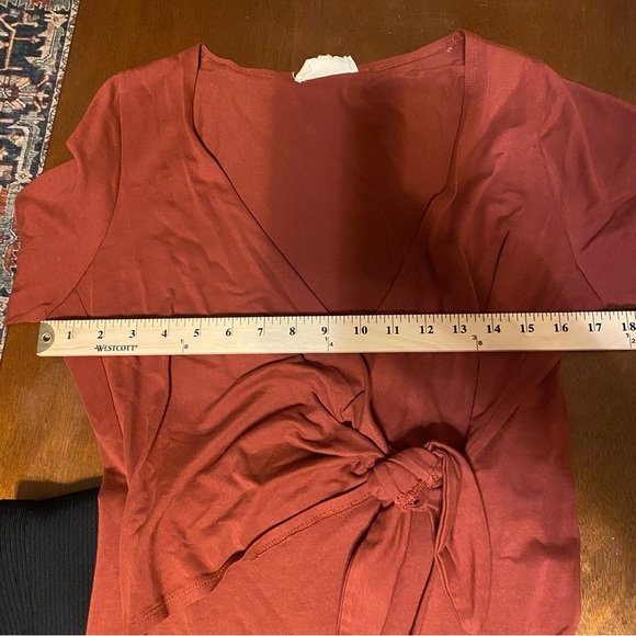 Synergy Organic Clothing Wrap Rust Cotton V Neck Dress Large - Picture 6 of 8